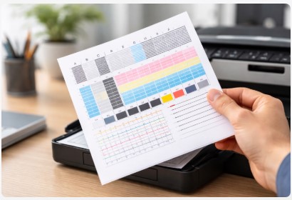 alignment print test page with line and color calibration patterns