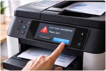 Printer Error Codes - Quick Fix Guide (2026) 3 Printer LCD screen showing printer error codes during printing process