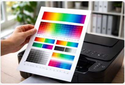 RGB print test page with color gradients and RGB blocks for printer color testing