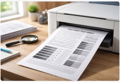 Text Print Test Page sample for checking blurry or faded printer text