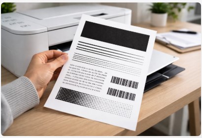 black and white print test page for checking printer black ink quality