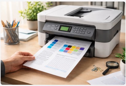 Brother Print Test Page - Brother printer printing a print test page to check print quality and troubleshoot problems