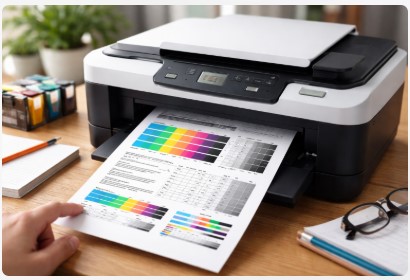 how to print test page on any printer showing diagnostic color and alignment patterns