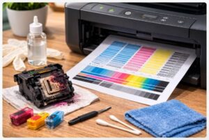 Print Head Cleaning Test Page – Quick Fix Guide 4 print head cleaning test page showing color patterns and nozzle check lines