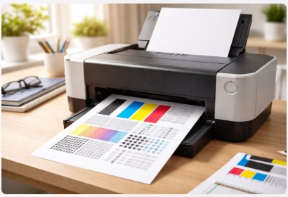 Why Print a Test Page? - printer test page with color bars and alignment pattern used for diagnosing print quality problems