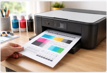simple printer test page for beginners showing color bars and printer diagnostics